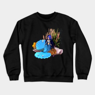 Little mermaid in the deep ocean Crewneck Sweatshirt